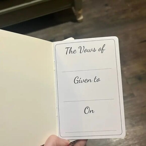 COPY - His and Her Wedding Vow Book Set Green and White - Picture 3 of 7